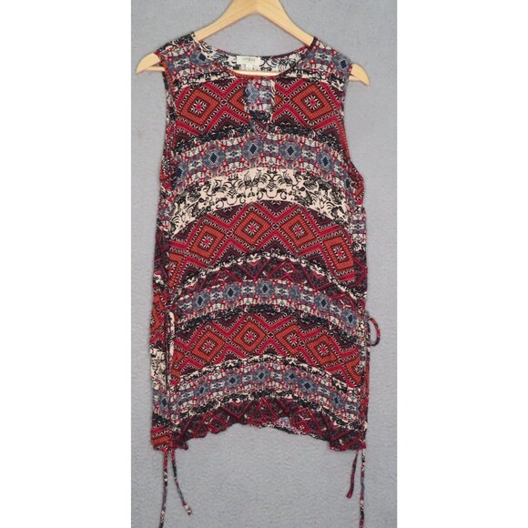 Umgee Mini Dress Large Multicolor Sleeveless Colorful Boho Geometric Pullover - Picture 2 of 10